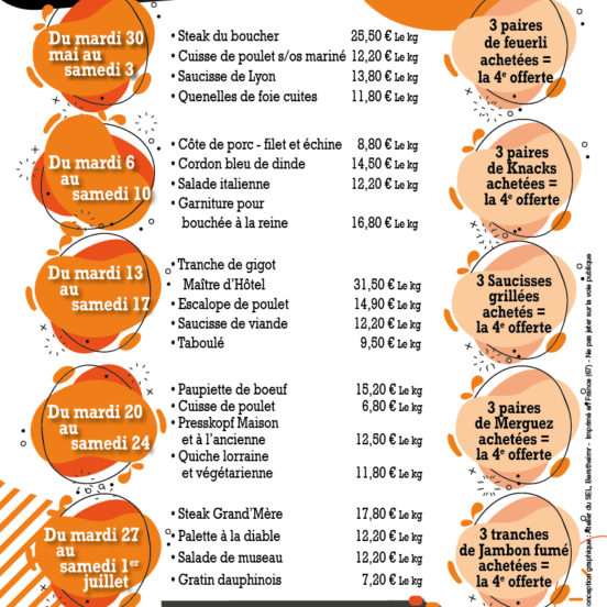 PROMOTIONS DU MOIS DE JUIN