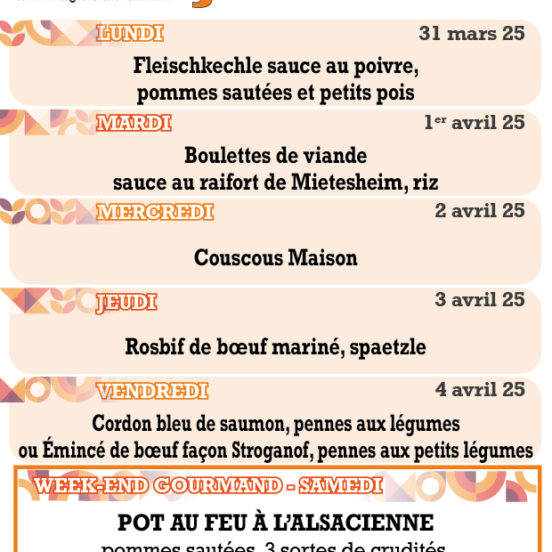PLATS DU JOUR - SEMAINE 14