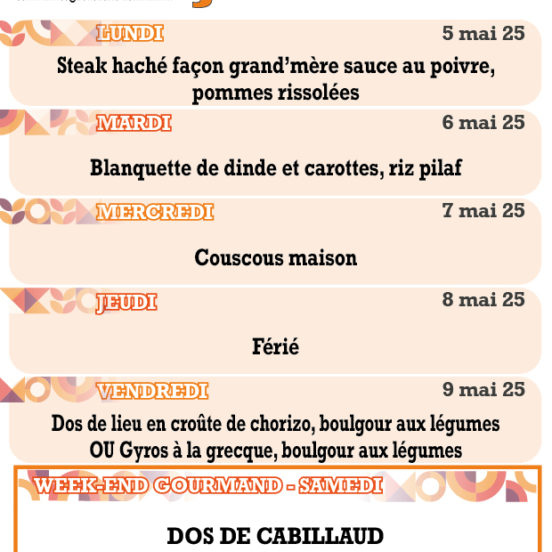 PLATS DU JOUR - Semaine 19