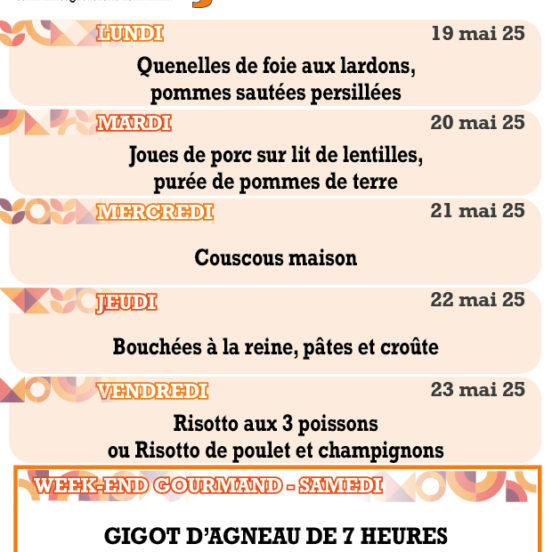 PLATS DU JOUR - Semaine 21
