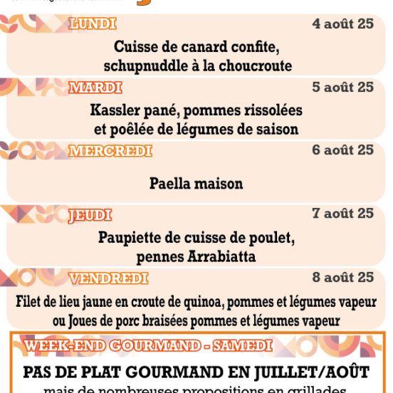 PLATS DU JOUR - SEMAINE 32
