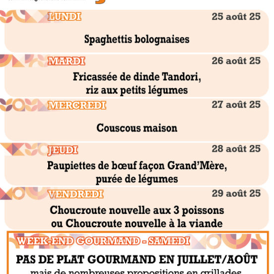 PLATS DU JOUR - SEMAINE 35