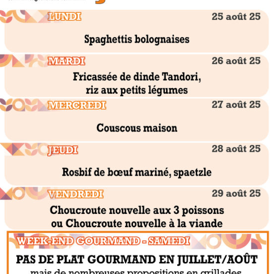 PLATS DU JOUR - SEMAINE 35