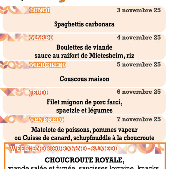 PLATS DU JOUR - Semaine 45