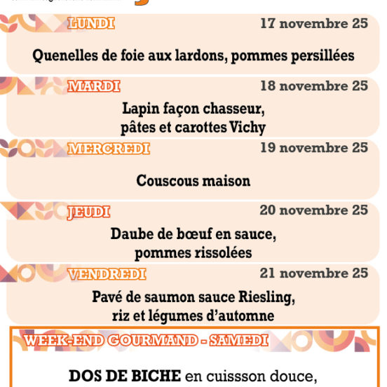 PLATS DU JOUR - Semaine 47