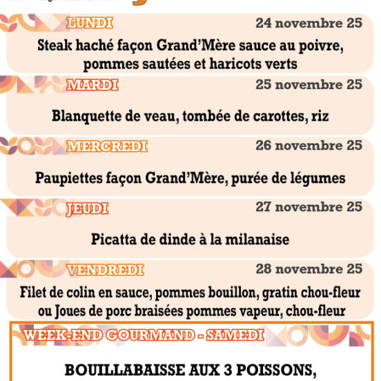 PLATS DU JOUR - Semaine 48