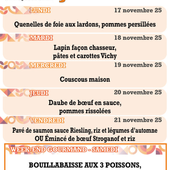 PLATS DU JOUR - Semaine 47