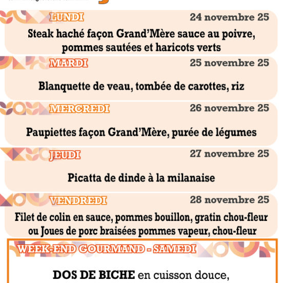 PLATS DU JOUR - Semaine 48