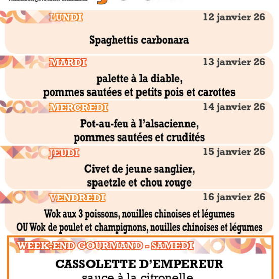 PLATS DU JOUR - Semaine 3/2026