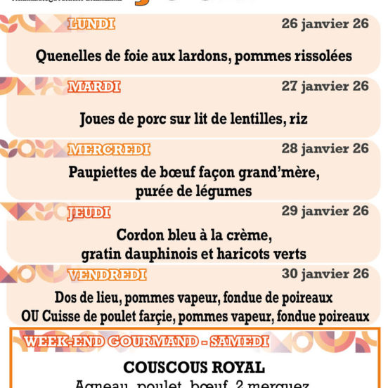 PLATS DU JOUR - Semaine 5