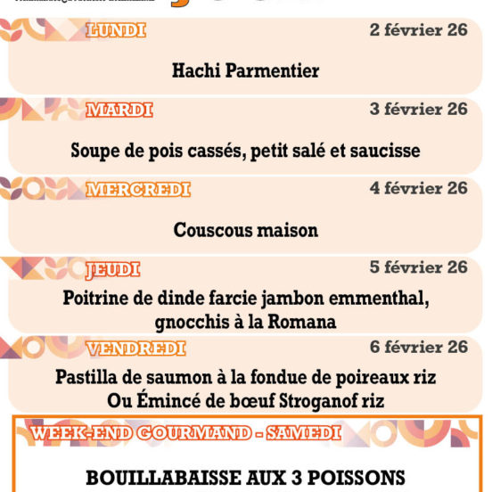 PLATS DU JOUR - Semaine 6