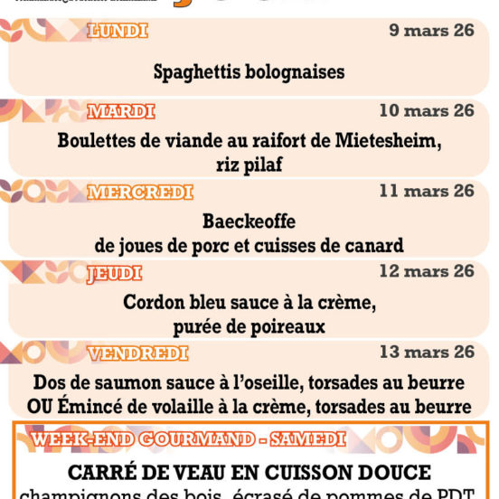 PLATS DU JOUR - Semaine 11