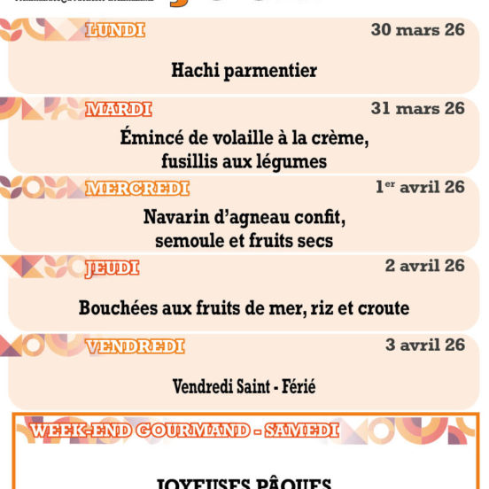 PLATS DU JOUR - Semaine 14
