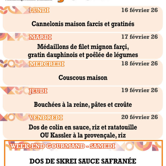 PLATS DU JOUR - Semaine 8