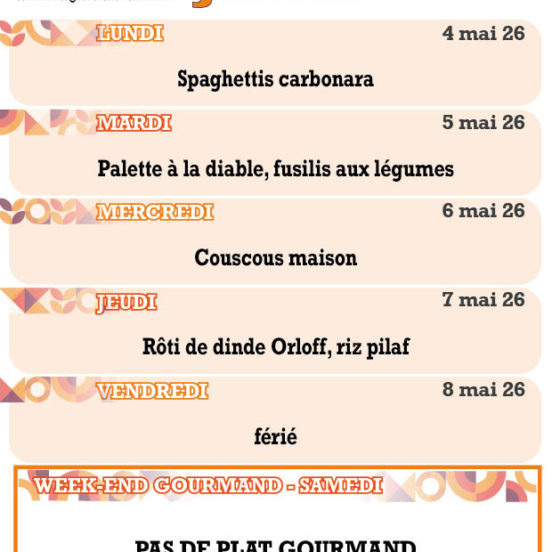 PLATS DU JOUR - Semaine 19