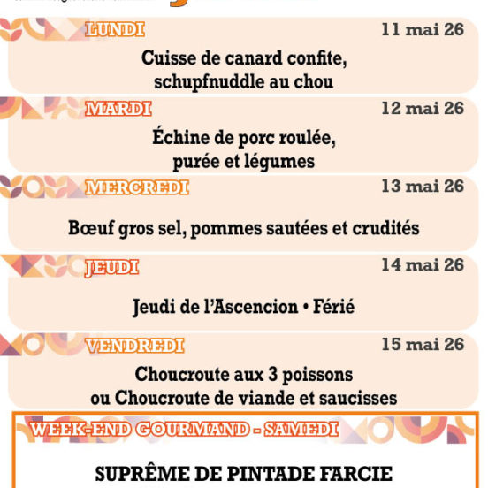 PLATS DU JOUR - Semaine 20