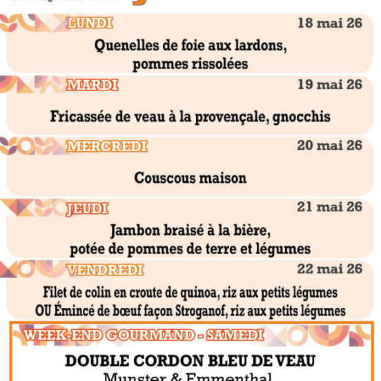 PLATS DU JOUR - Semaine 21