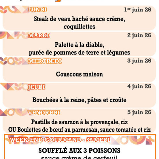 PLATS DU JOUR - Semaine 23