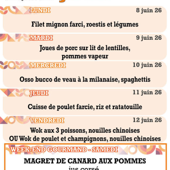 PLATS DU JOUR - Semaine 24