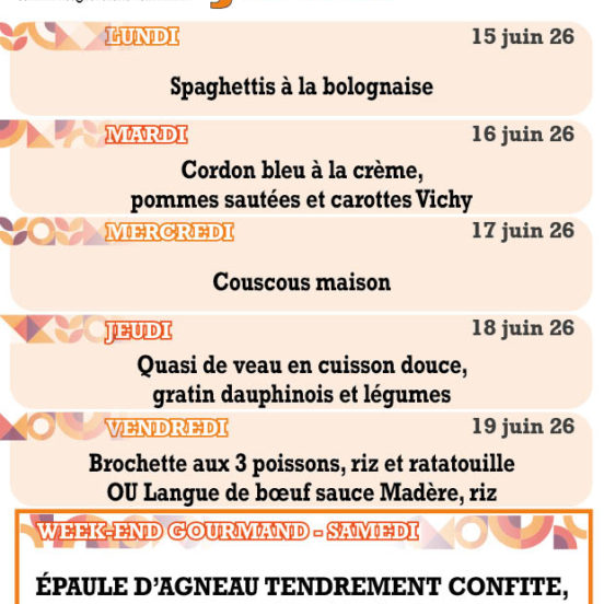 PLATS DU JOUR - Semaine 25