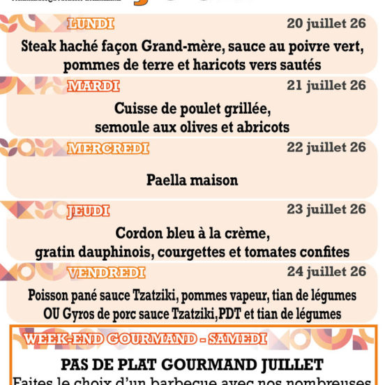 PLATS DU JOUR - Semaine 30
