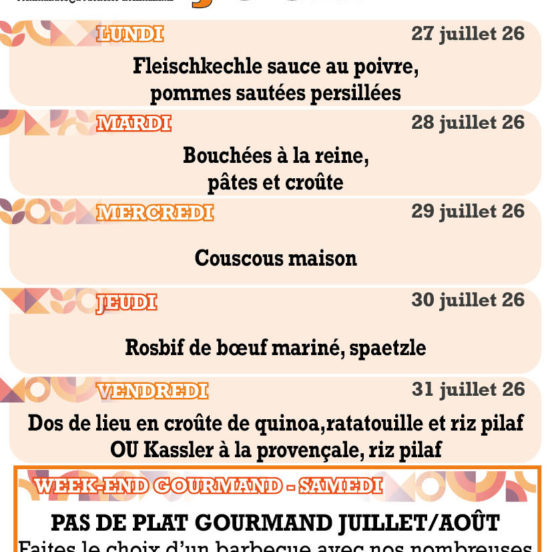 PLATS DU JOUR - Semaine 31