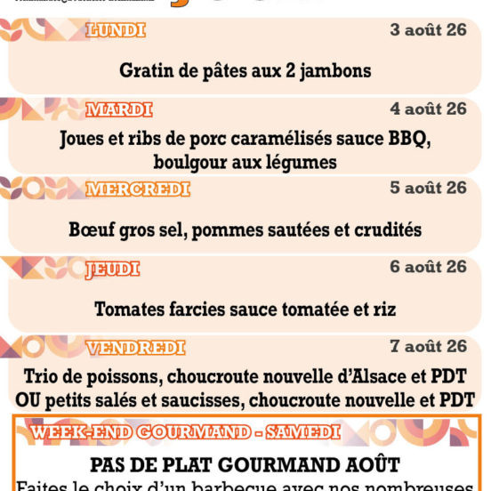 PLATS DU JOUR - Semaine 32