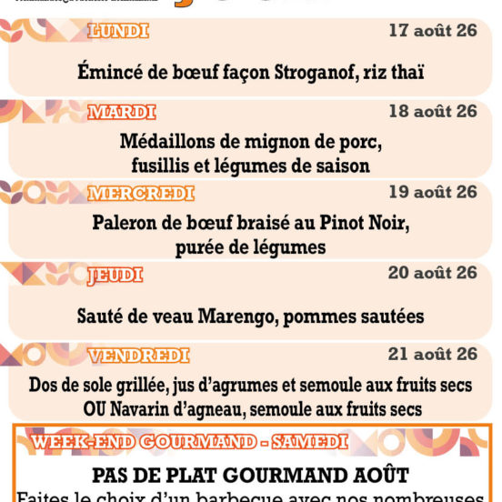 PLATS DU JOUR - Semaine 34