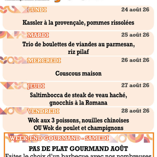 PLATS DU JOUR - Semaine 35